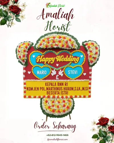 Karangan Papan Bunga Pernikahan di Sei Gohong